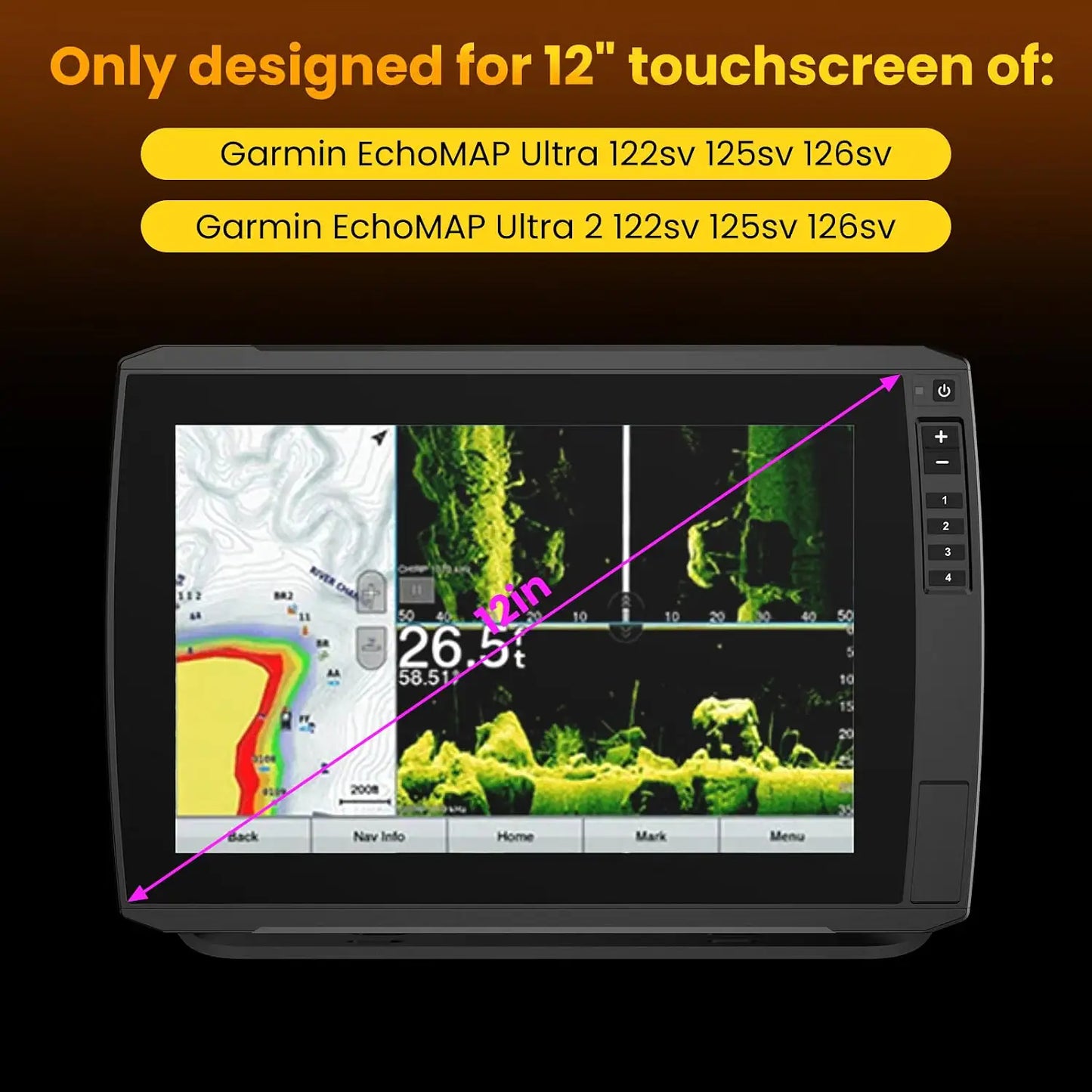 Garmin EchoMAP Ultra Ultra 2 10‘‘ 12’’ Tempered Glass Screen Protector