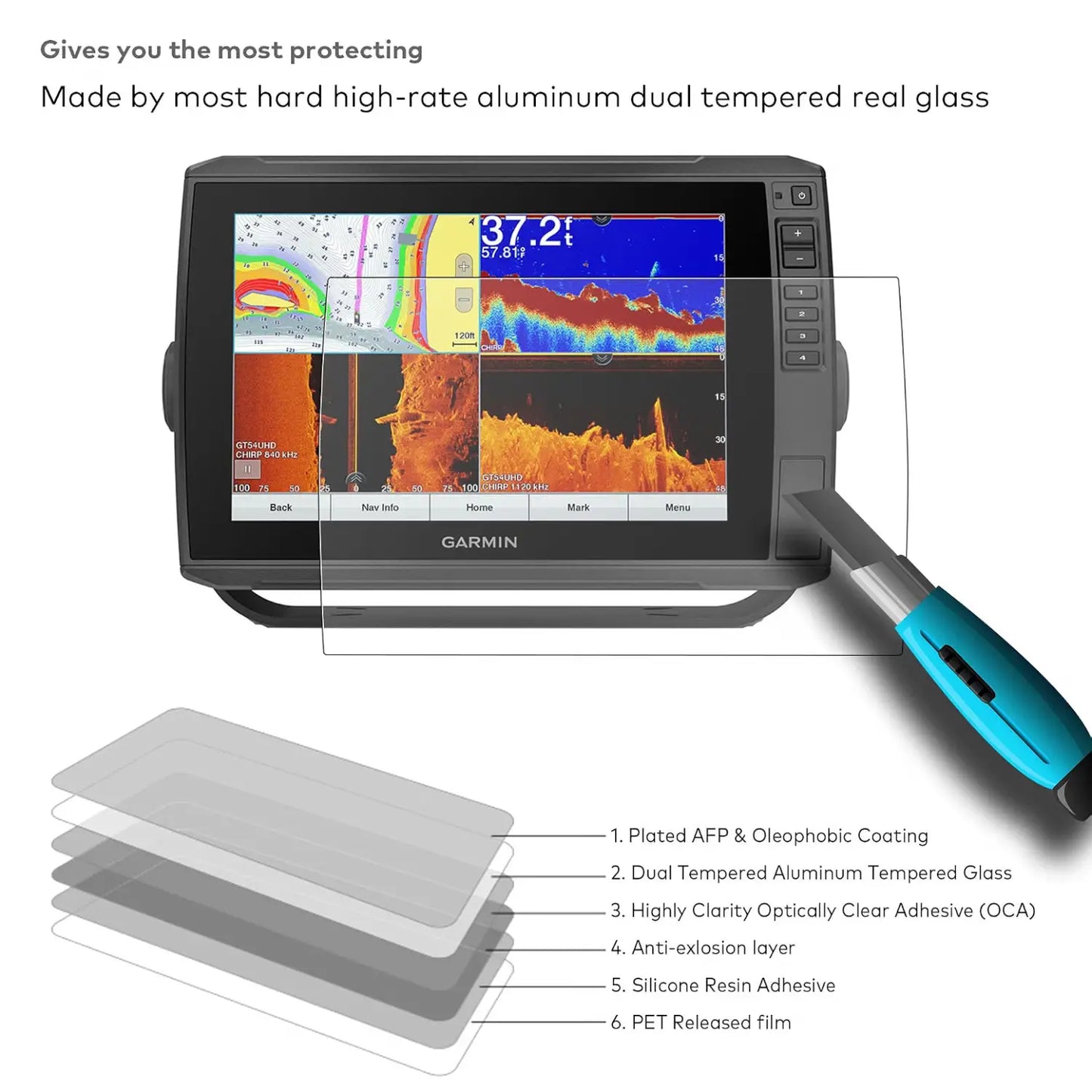 Garmin EchoMAP Ultra Ultra 2 10‘‘ 12’’ Tempered Glass Screen Protector